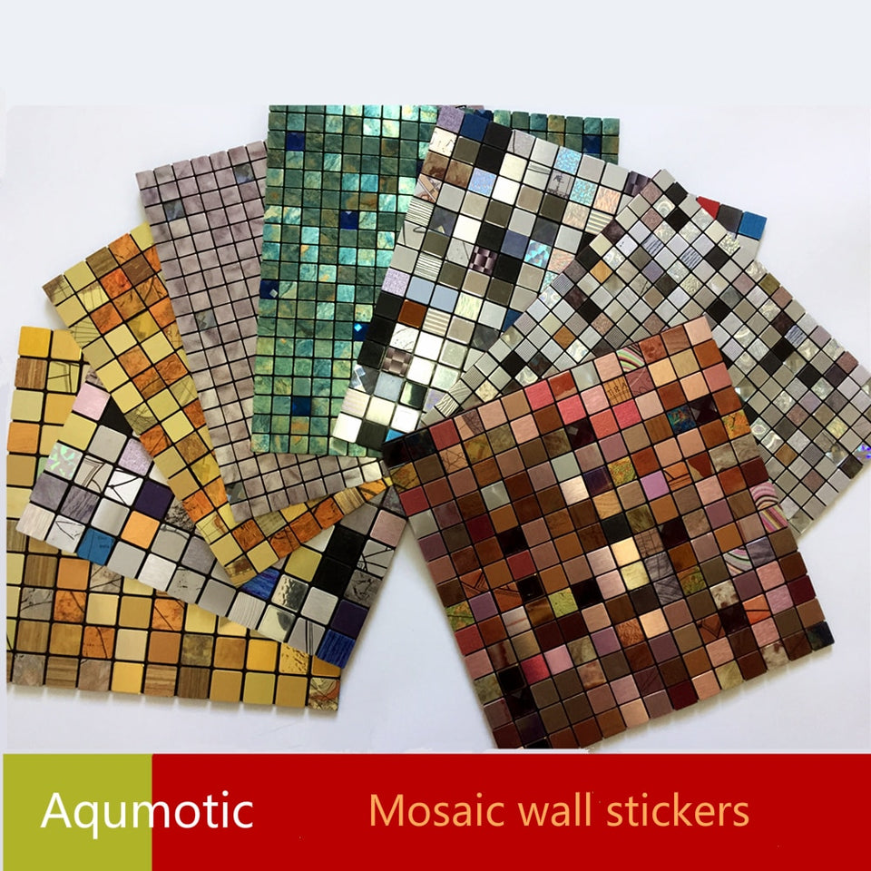 Aqumotic Mosaico Pegatinas 3d Decoración de la pared Diy Wallpaper Pegamento Renovación del hogar Interior 3d Mosaico Etiqueta de La Pared Pegatinas de Pared