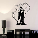 Arte moderno Decoración Del Hogar Geisha Mujer Japonesa Ventilador Árbol de Sakura Pegatinas de Vinilo Tatuajes de Pared Decoración de Interiores Mural Wallpaper 3099