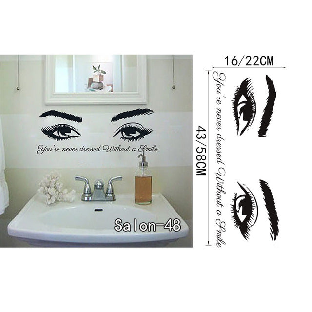 Salón de belleza cara de niña con manicura de la mano labios de uñas tatuajes de pared de vinilo pegatinas de pared decoración para el hogar interior arte murales etiqueta