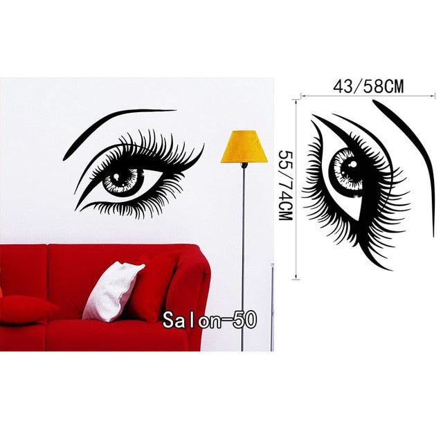 Salón de belleza cara de niña con manicura de la mano labios de uñas tatuajes de pared de vinilo pegatinas de pared decoración para el hogar interior arte murales etiqueta