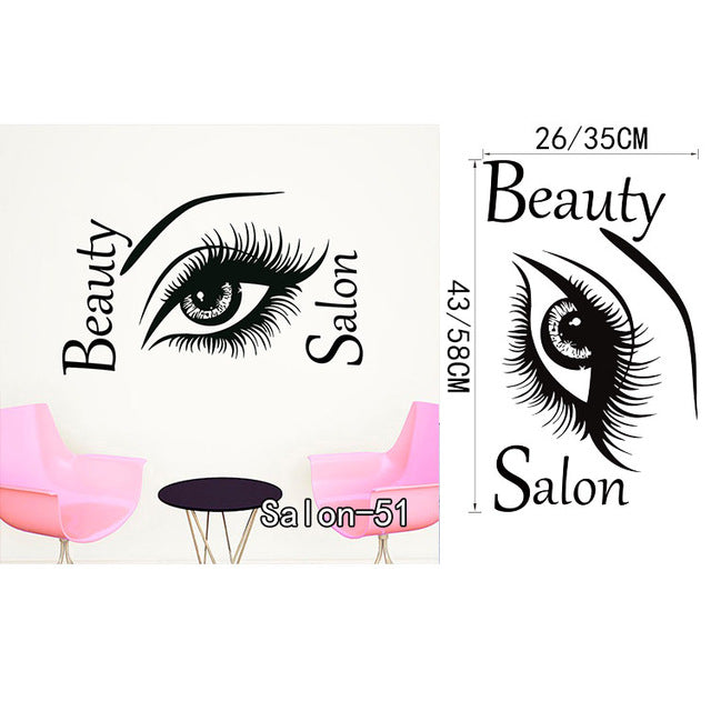 Salón de belleza cara de niña con manicura de la mano labios de uñas tatuajes de pared de vinilo pegatinas de pared decoración para el hogar interior arte murales etiqueta
