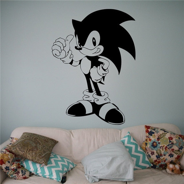Dibujos de Sonic etiqueta del vinilo de Sonic Hedgehog pared de vinilo pegatinas videojuegos Interior de la casa Decoración para habitaciones de niños Niños