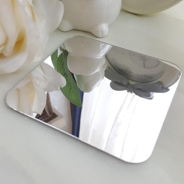Cristal cuadrado decorativo acrílico espejo pegatinas de pared sala de estar dormitorio decoración de la pared puerta interior decoración de la casa Home R238