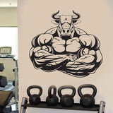 Gym bull barbell fitness etiqueta de la pared de vinilo decoración del hogar extraíble interior calcomanía diy autoadhesivo plano wallpaper mural g-08