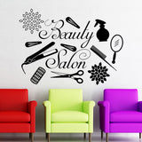 Salón de belleza decoración peluquería tatuajes de pared salón de belleza interior arte decoración vinilo maquillaje pegatinas de pared AY913