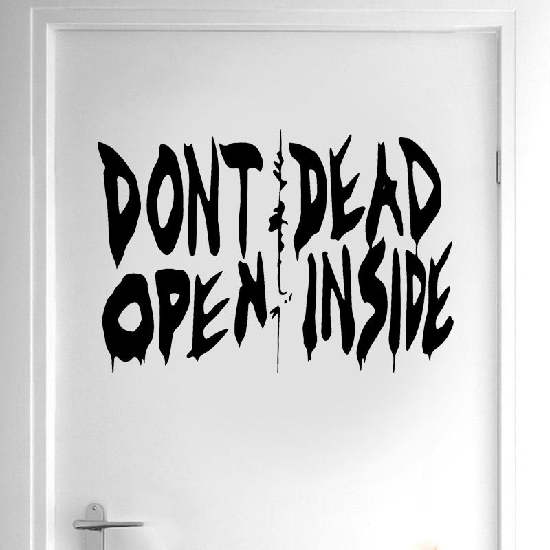 The Walking Dead Art Tatuajes de Pared Etiqueta de Vinilo Decoración Para El Hogar Puerta No Abra Dead Inside Cita Extraíble Interior Wallpaper DR15